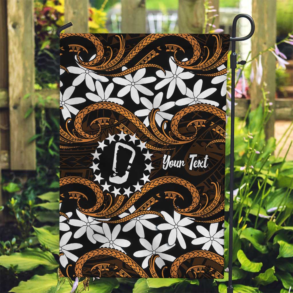 Personalised Cook Islands Rakahanga Garden Flag Tiare Maori Polynesian Waves Tattoo