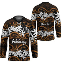 Personalised Cook Islands Rakahanga Hockey Jersey Tiare Maori Polynesian Waves Tattoo