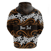 Personalised Cook Islands Rakahanga Hoodie Tiare Maori Polynesian Waves Tattoo