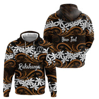 Personalised Cook Islands Rakahanga Hoodie Tiare Maori Polynesian Waves Tattoo