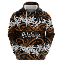 Personalised Cook Islands Rakahanga Hoodie Tiare Maori Polynesian Waves Tattoo