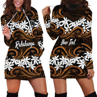 Personalised Cook Islands Rakahanga Hoodie Dress Tiare Maori Polynesian Waves Tattoo