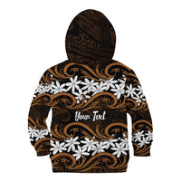 Personalised Cook Islands Rakahanga Kid Hoodie Tiare Maori Polynesian Waves Tattoo