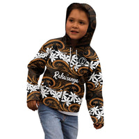 Personalised Cook Islands Rakahanga Kid Hoodie Tiare Maori Polynesian Waves Tattoo