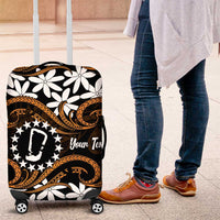 Personalised Cook Islands Rakahanga Luggage Cover Tiare Maori Polynesian Waves Tattoo