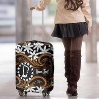 Personalised Cook Islands Rakahanga Luggage Cover Tiare Maori Polynesian Waves Tattoo