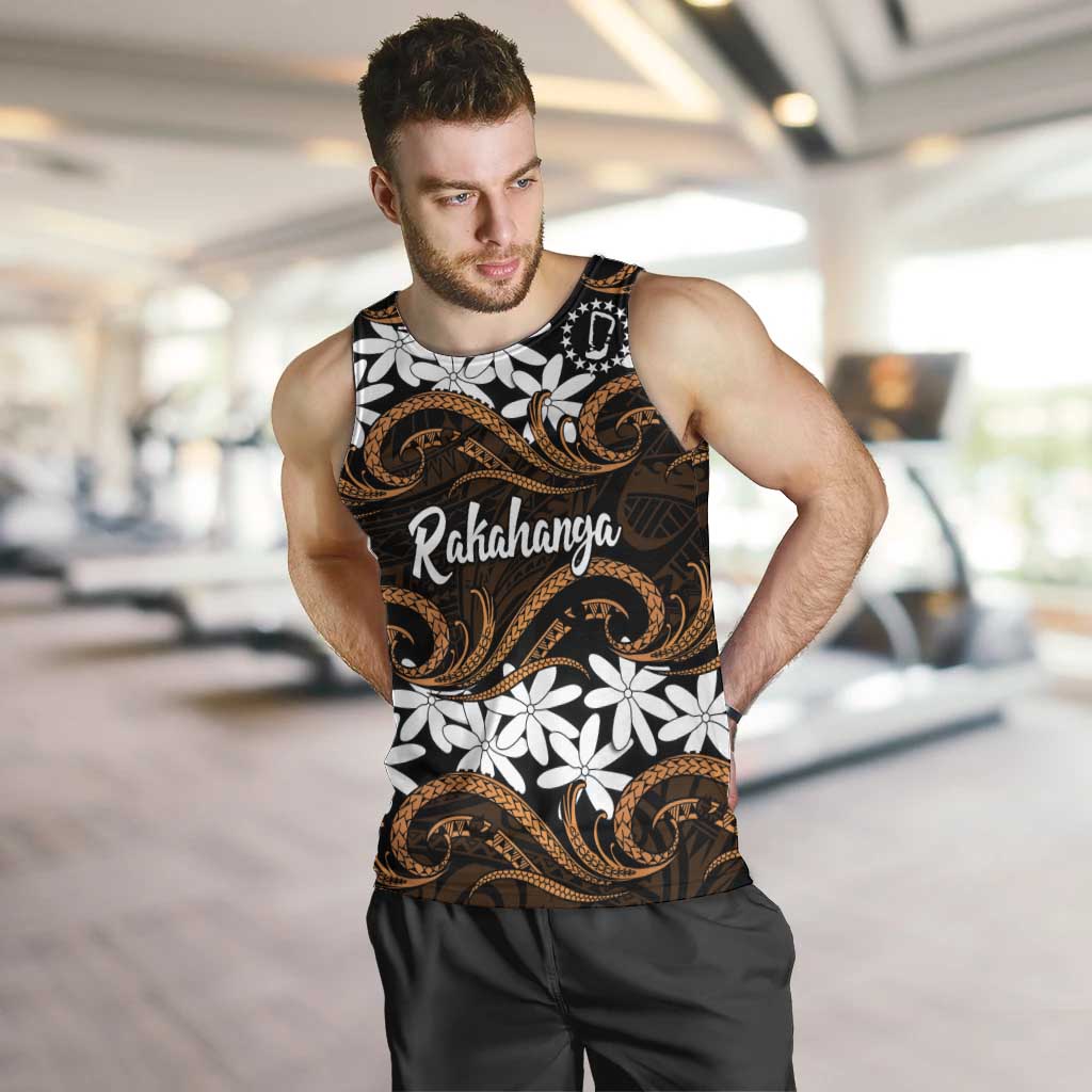 Personalised Cook Islands Rakahanga Men Tank Top Tiare Maori Polynesian Waves Tattoo