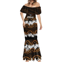 Personalised Cook Islands Rakahanga Mermaid Dress Tiare Maori Polynesian Waves Tattoo