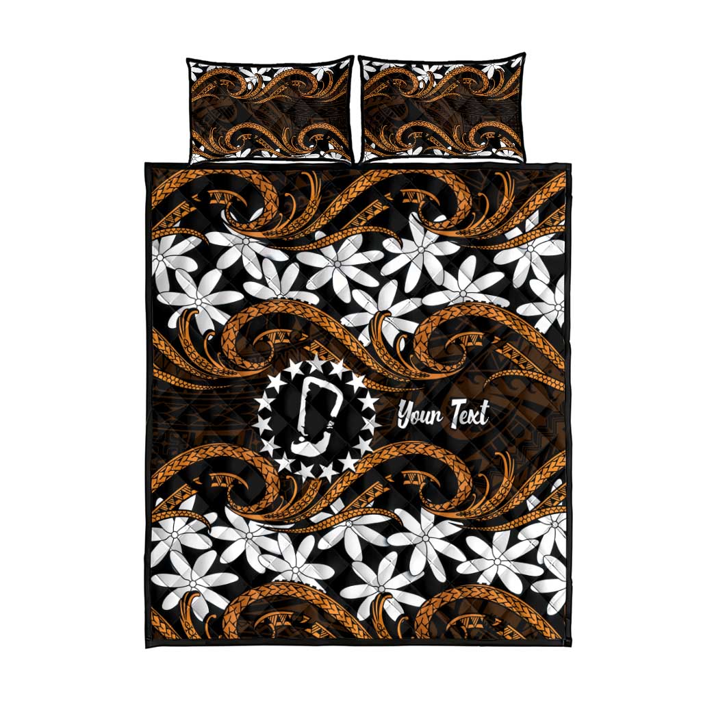 Personalised Cook Islands Rakahanga Quilt Bed Set Tiare Maori Polynesian Waves Tattoo