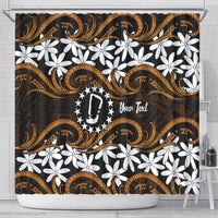 Personalised Cook Islands Rakahanga Shower Curtain Tiare Maori Polynesian Waves Tattoo