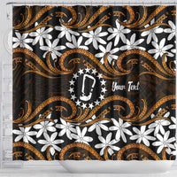 Personalised Cook Islands Rakahanga Shower Curtain Tiare Maori Polynesian Waves Tattoo