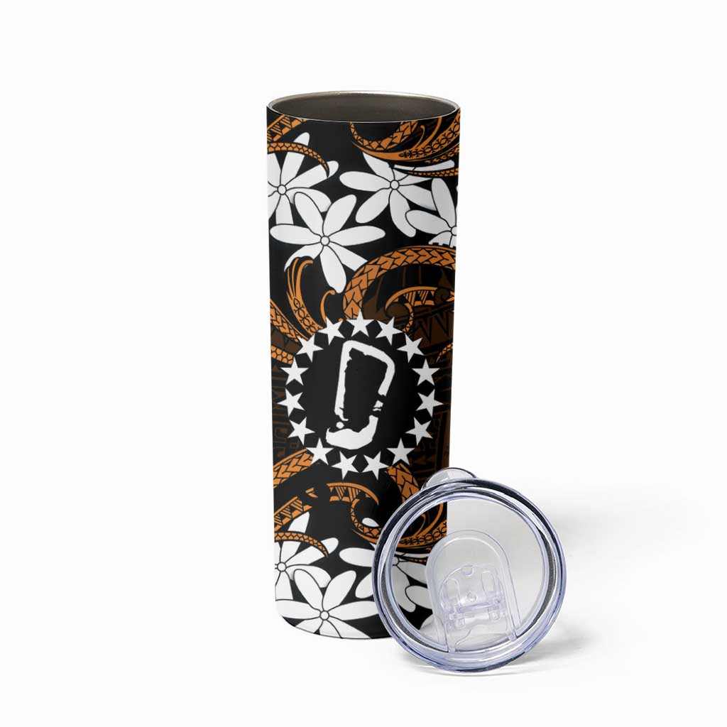 Personalised Cook Islands Rakahanga Skinny Tumbler Tiare Maori Polynesian Waves Tattoo