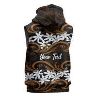 Personalised Cook Islands Rakahanga Sleeveless Hoodie Tiare Maori Polynesian Waves Tattoo