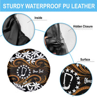 Personalised Cook Islands Rakahanga Spare Tire Cover Tiare Maori Polynesian Waves Tattoo