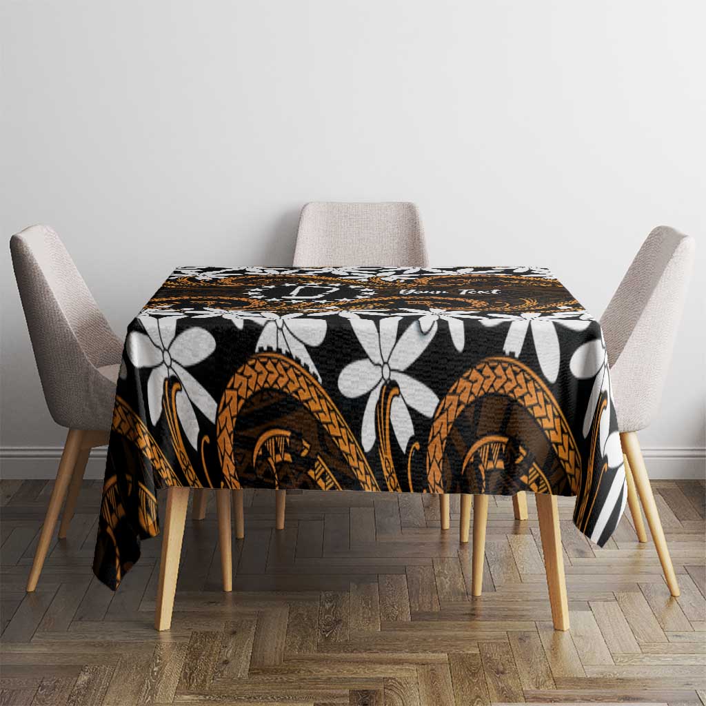 Personalised Cook Islands Rakahanga Tablecloth Tiare Maori Polynesian Waves Tattoo