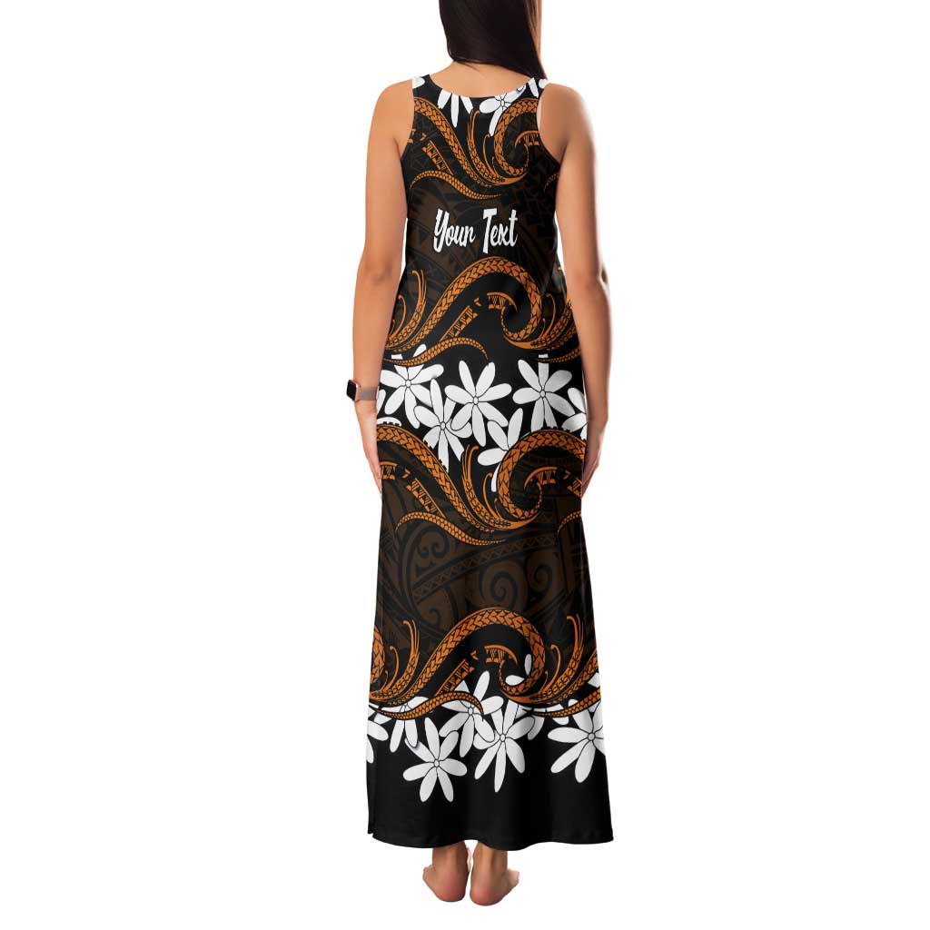 Personalised Cook Islands Rakahanga Tank Maxi Dress Tiare Maori Polynesian Waves Tattoo