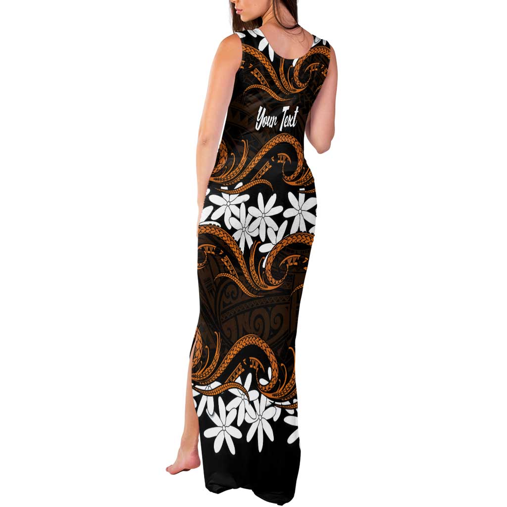 Personalised Cook Islands Rakahanga Tank Maxi Dress Tiare Maori Polynesian Waves Tattoo