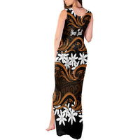 Personalised Cook Islands Rakahanga Tank Maxi Dress Tiare Maori Polynesian Waves Tattoo