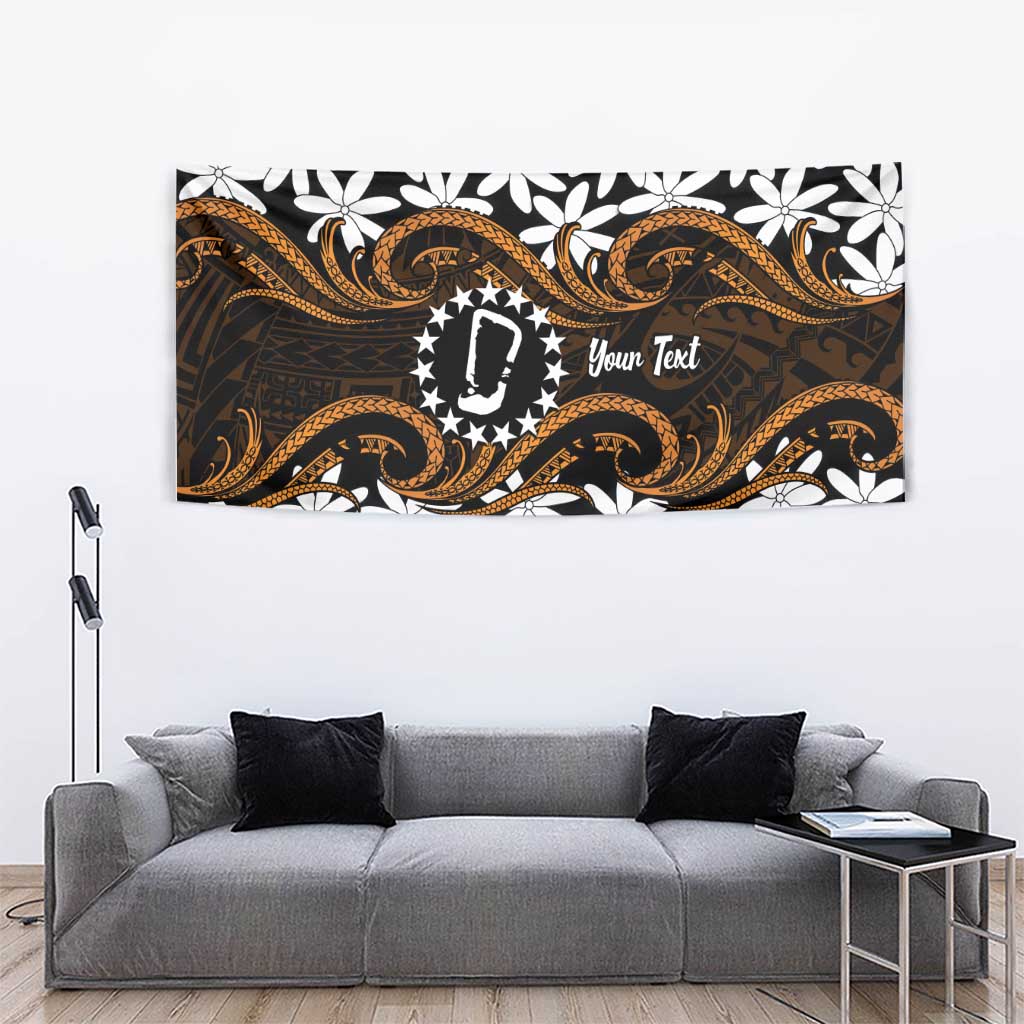 Personalised Cook Islands Rakahanga Tapestry Tiare Maori Polynesian Waves Tattoo