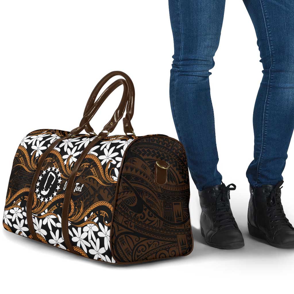 Personalised Cook Islands Rakahanga Travel Bag Tiare Maori Polynesian Waves Tattoo