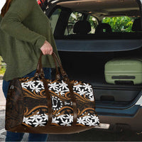 Personalised Cook Islands Rakahanga Travel Bag Tiare Maori Polynesian Waves Tattoo