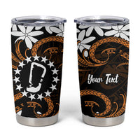 Personalised Cook Islands Rakahanga Tumbler Cup Tiare Maori Polynesian Waves Tattoo