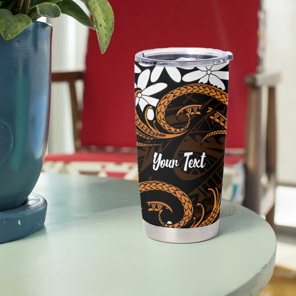 Personalised Cook Islands Rakahanga Tumbler Cup Tiare Maori Polynesian Waves Tattoo