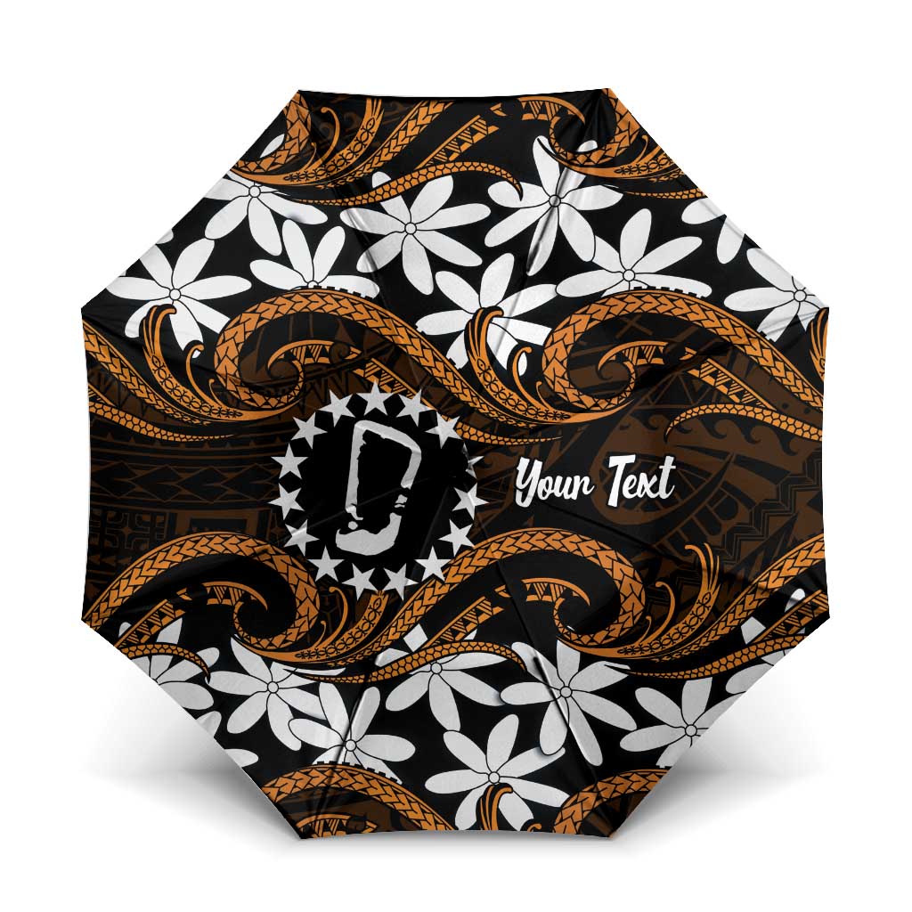 Personalised Cook Islands Rakahanga Umbrella Tiare Maori Polynesian Waves Tattoo