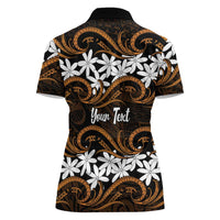 Personalised Cook Islands Rakahanga Women Polo Shirt Tiare Maori Polynesian Waves Tattoo
