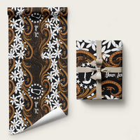 Personalised Cook Islands Rakahanga Wrapping Paper Tiare Maori Polynesian Waves Tattoo