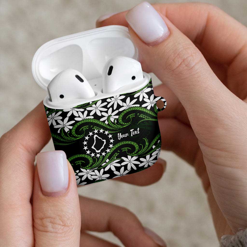 Personalised Cook Islands Palmerston AirPods Case Tiare Maori Polynesian Waves Tattoo