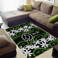 Personalised Cook Islands Palmerston Area Rug Tiare Maori Polynesian Waves Tattoo