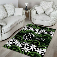 Personalised Cook Islands Palmerston Area Rug Tiare Maori Polynesian Waves Tattoo