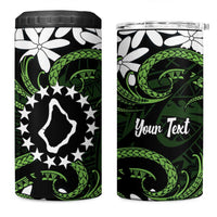 Personalised Cook Islands Palmerston 4 in 1 Can Cooler Tumbler Tiare Maori Polynesian Waves Tattoo