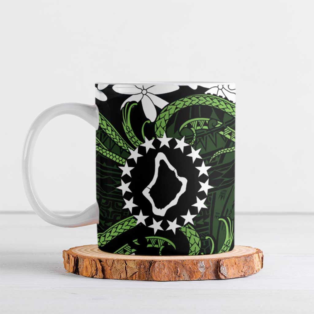 Personalised Cook Islands Palmerston Ceramic Mug Tiare Maori Polynesian Waves Tattoo