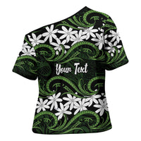 Personalised Cook Islands Palmerston Cross Shoulder Shirt Tiare Maori Polynesian Waves Tattoo