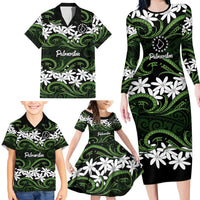 Personalised Cook Islands Palmerston Family Matching Long Sleeve Bodycon Dress and Hawaiian Shirt Tiare Maori Polynesian Waves Tattoo LT14 - Polynesian Pride