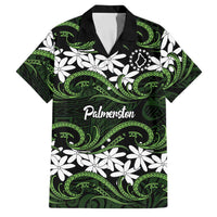 Personalised Cook Islands Palmerston Family Matching Mermaid Dress and Hawaiian Shirt Tiare Maori Polynesian Waves Tattoo LT14 Dad's Shirt - Short Sleeve Green - Polynesian Pride