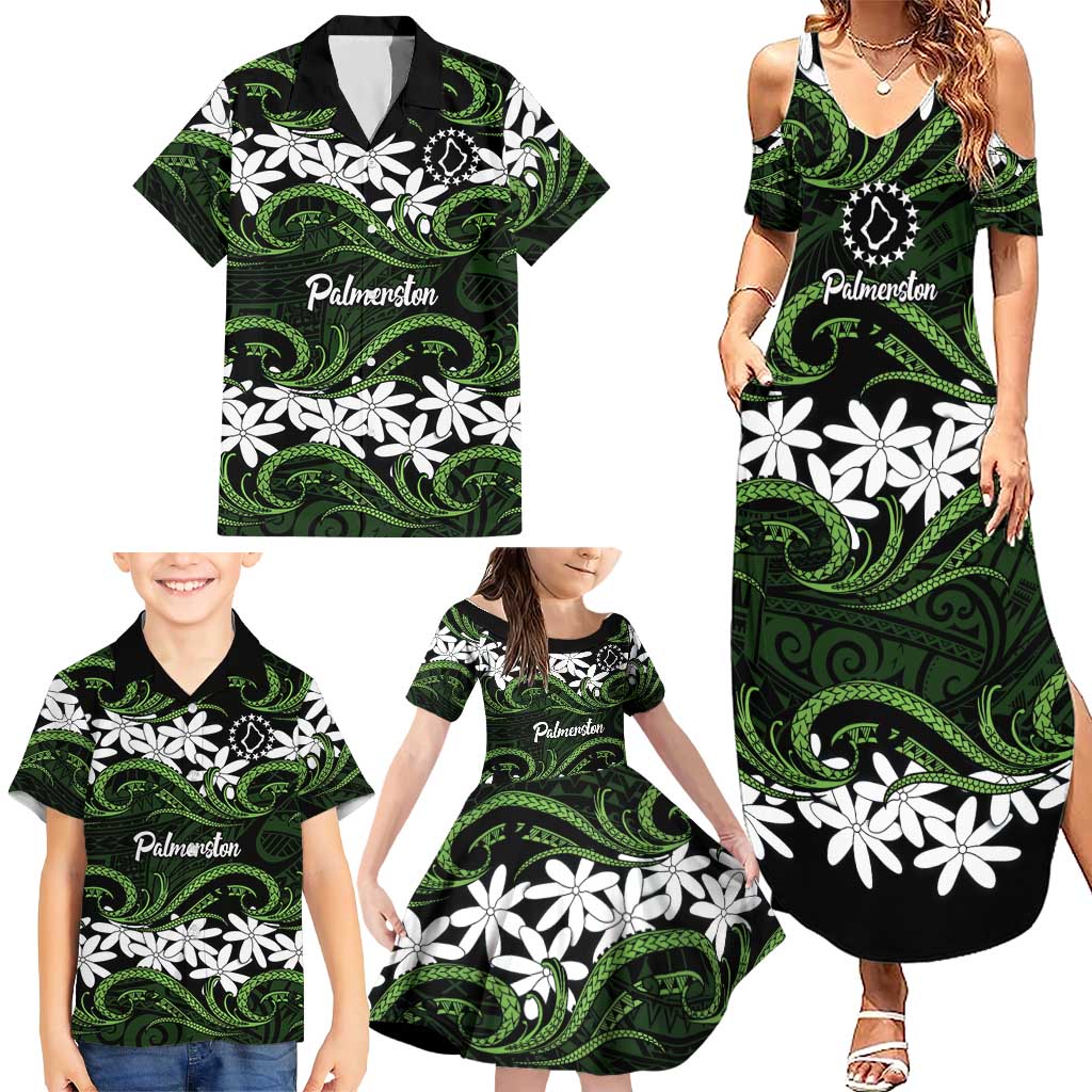 Personalised Cook Islands Palmerston Family Matching Summer Maxi Dress and Hawaiian Shirt Tiare Maori Polynesian Waves Tattoo LT14 - Polynesian Pride