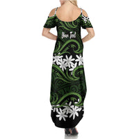Personalised Cook Islands Palmerston Family Matching Summer Maxi Dress and Hawaiian Shirt Tiare Maori Polynesian Waves Tattoo LT14 - Polynesian Pride