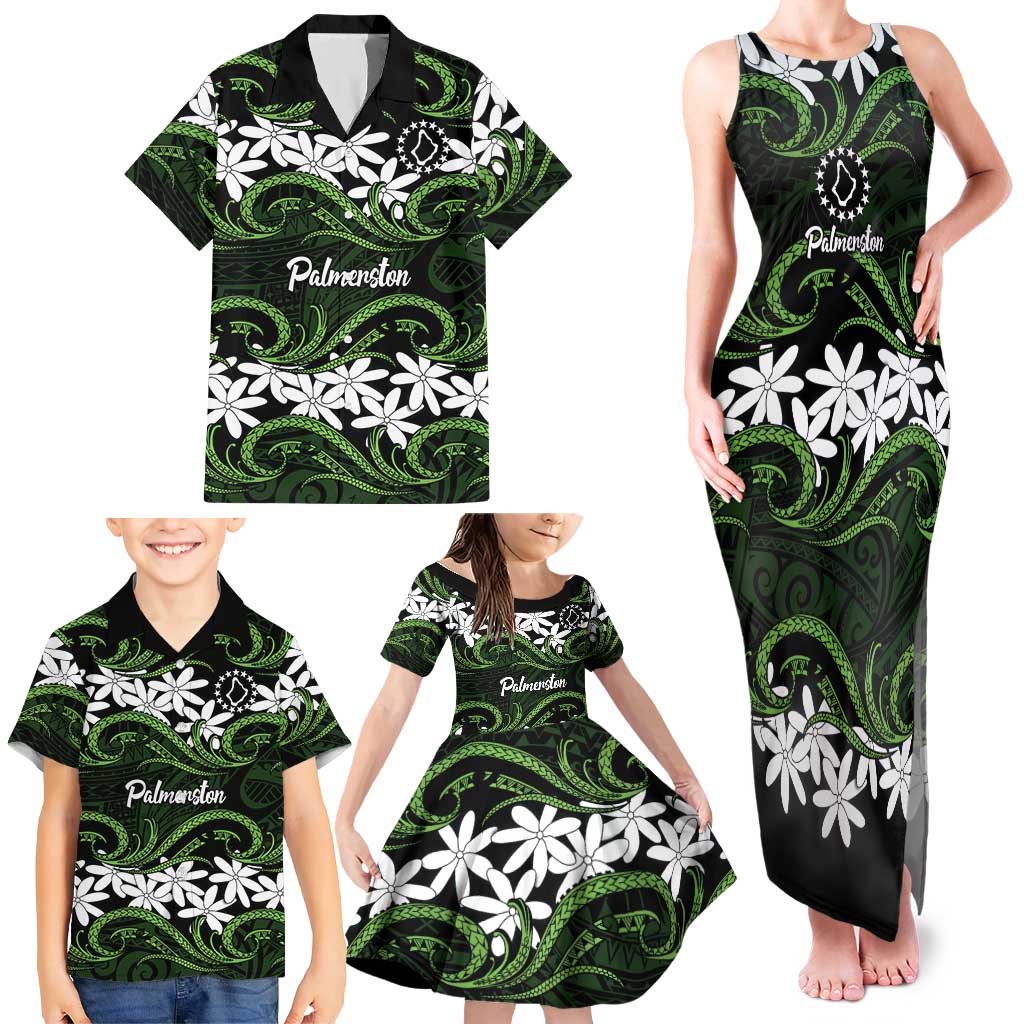 Personalised Cook Islands Palmerston Family Matching Tank Maxi Dress and Hawaiian Shirt Tiare Maori Polynesian Waves Tattoo LT14 - Polynesian Pride