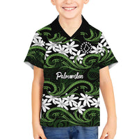 Personalised Cook Islands Palmerston Family Matching Tank Maxi Dress and Hawaiian Shirt Tiare Maori Polynesian Waves Tattoo LT14 Son's Shirt Green - Polynesian Pride