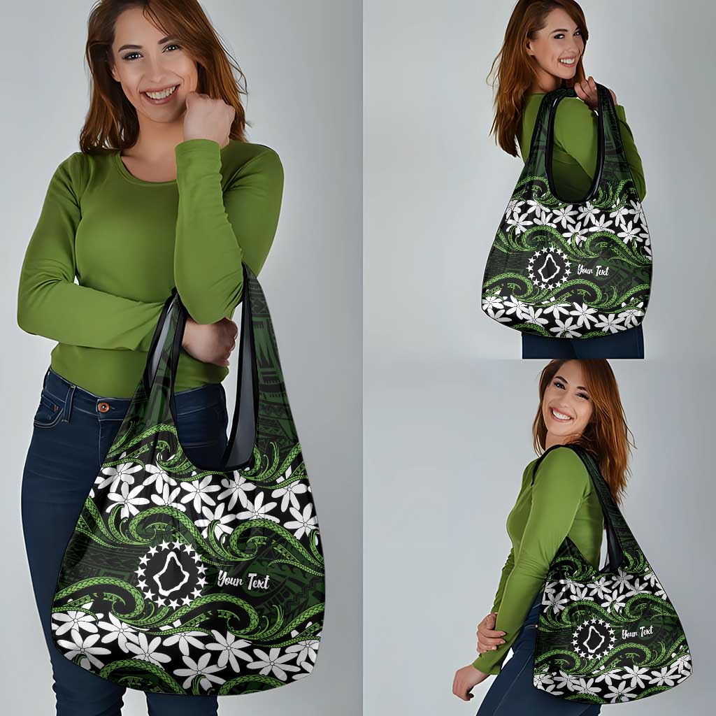 Personalised Cook Islands Palmerston Grocery Bag Tiare Maori Polynesian Waves Tattoo