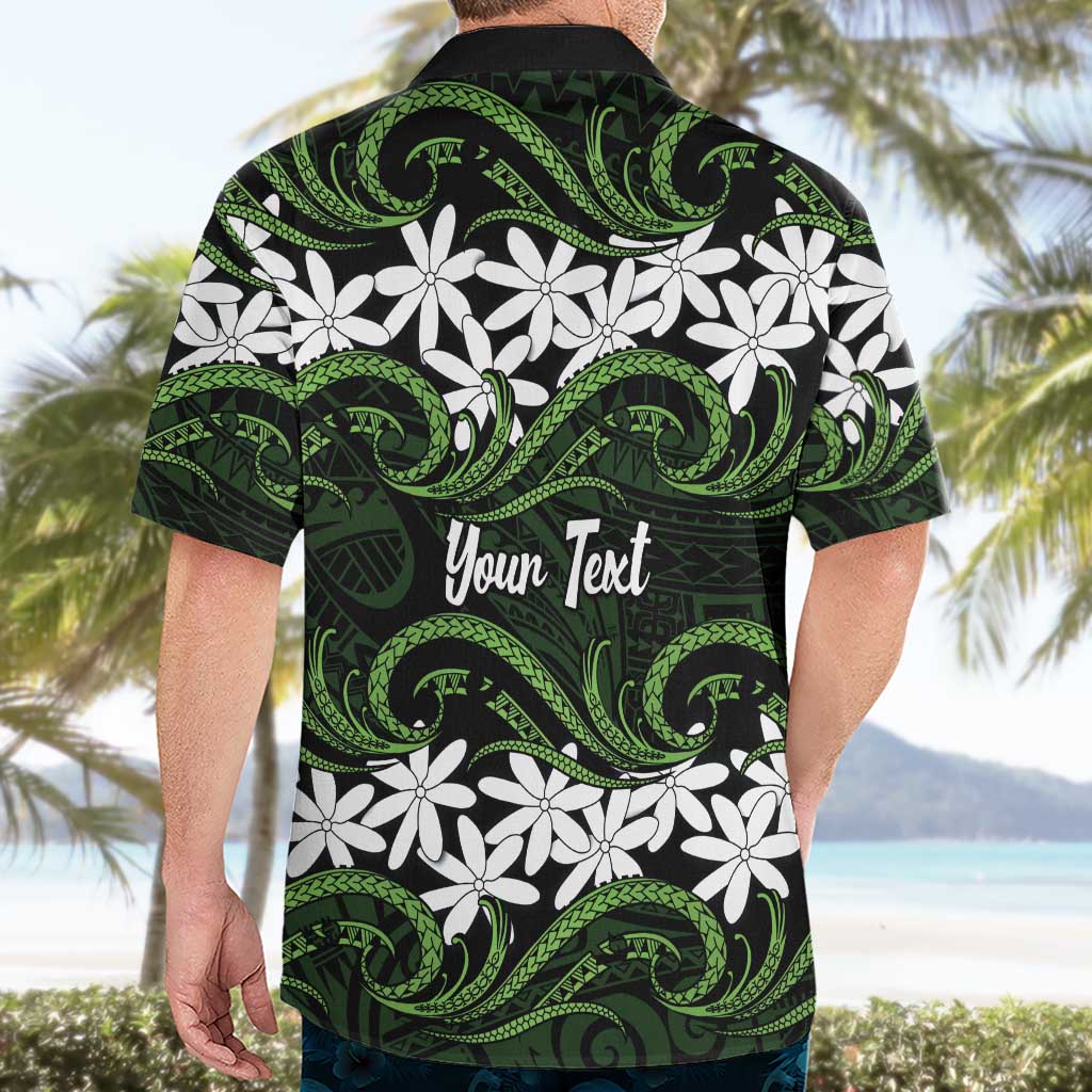 Personalised Cook Islands Palmerston Hawaiian Shirt Tiare Maori Polynesian Waves Tattoo