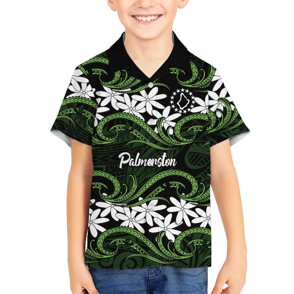 Personalised Cook Islands Palmerston Hawaiian Shirt Tiare Maori Polynesian Waves Tattoo