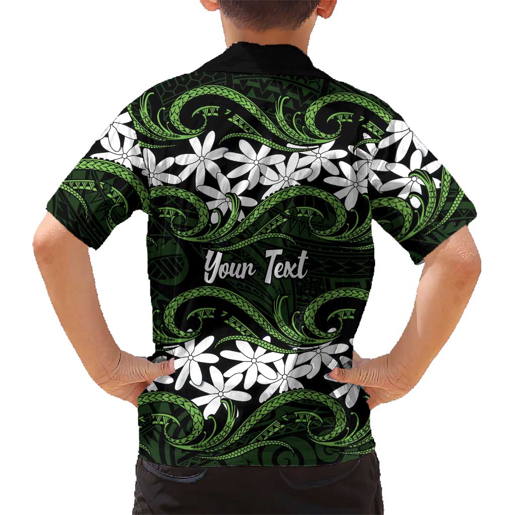Personalised Cook Islands Palmerston Hawaiian Shirt Tiare Maori Polynesian Waves Tattoo