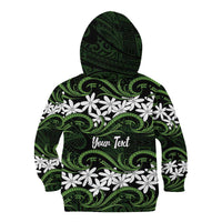 Personalised Cook Islands Palmerston Kid Hoodie Tiare Maori Polynesian Waves Tattoo