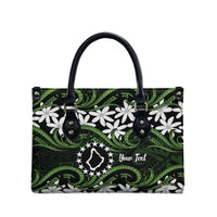 Personalised Cook Islands Palmerston Leather Bag Tiare Maori Polynesian Waves Tattoo