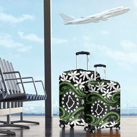 Personalised Cook Islands Palmerston Luggage Cover Tiare Maori Polynesian Waves Tattoo