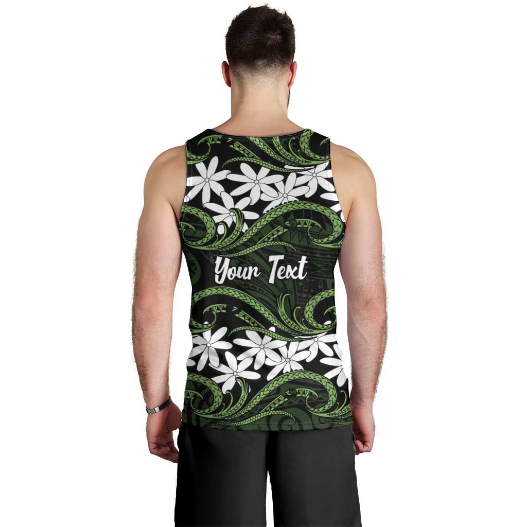 Personalised Cook Islands Palmerston Men Tank Top Tiare Maori Polynesian Waves Tattoo LT14 - Polynesian Pride